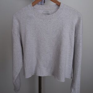 American Eagle Cropped Crewneck Sweatshirt – Light Gray